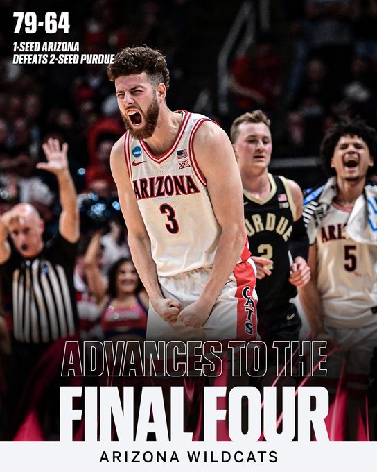 开云体育入口-亚利桑那大学淘汰普渡大学晋级4强 25年来首次打进NCAA锦标赛4强